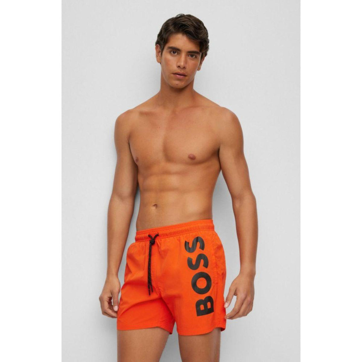 Quick-dry swim shorts with large logo print