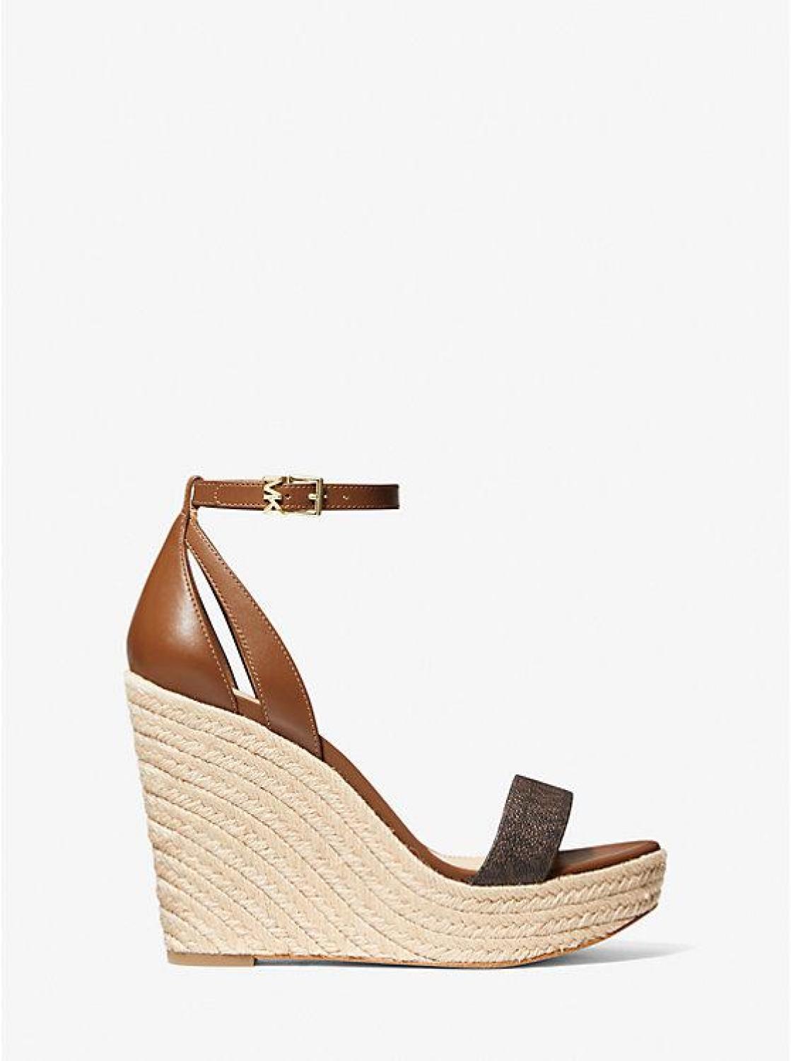 Kimberly Logo and Leather Wedge Sandal