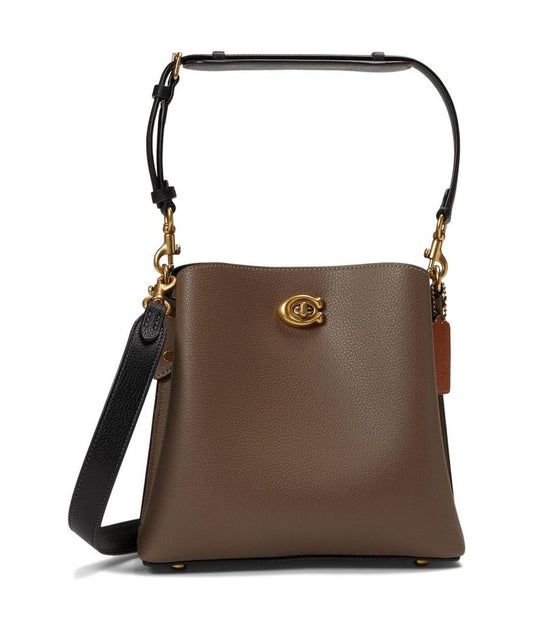 Color-Block Leather Willow Bucket