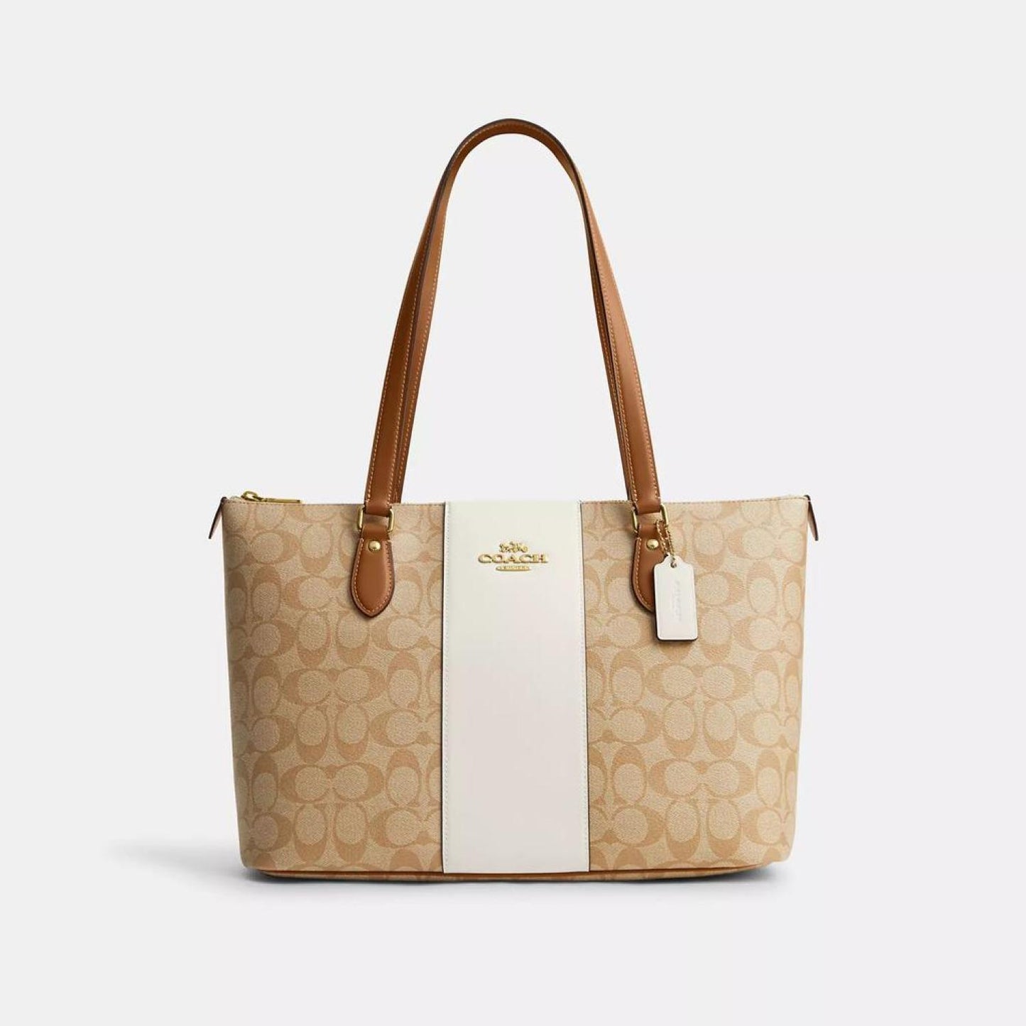 Coach Outlet Gallery Tote In Signature Canvas With Stripe