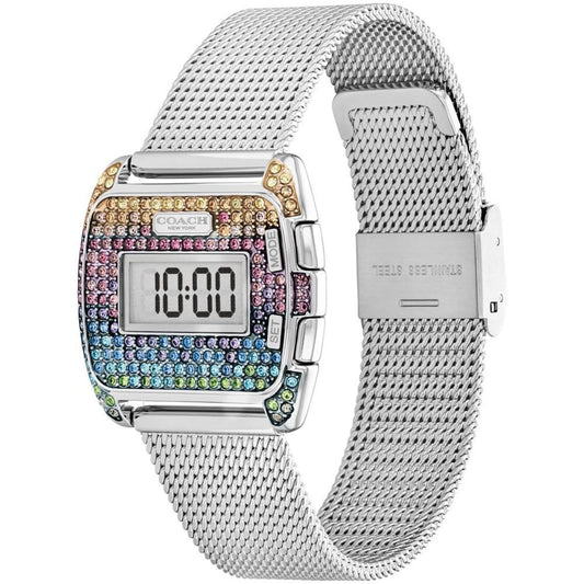 Women's Darcy Digital Rainbow Silver-Tone Stainless Steel Mesh Bracelet Watch, 30mm