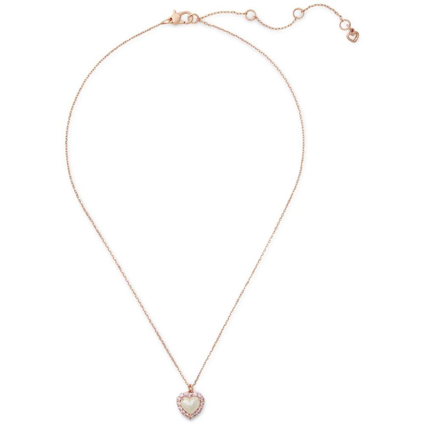 Gold-Tone Pavé & Imitation Pearl Heart Mini Pendant Necklace, 16" + 3" extender