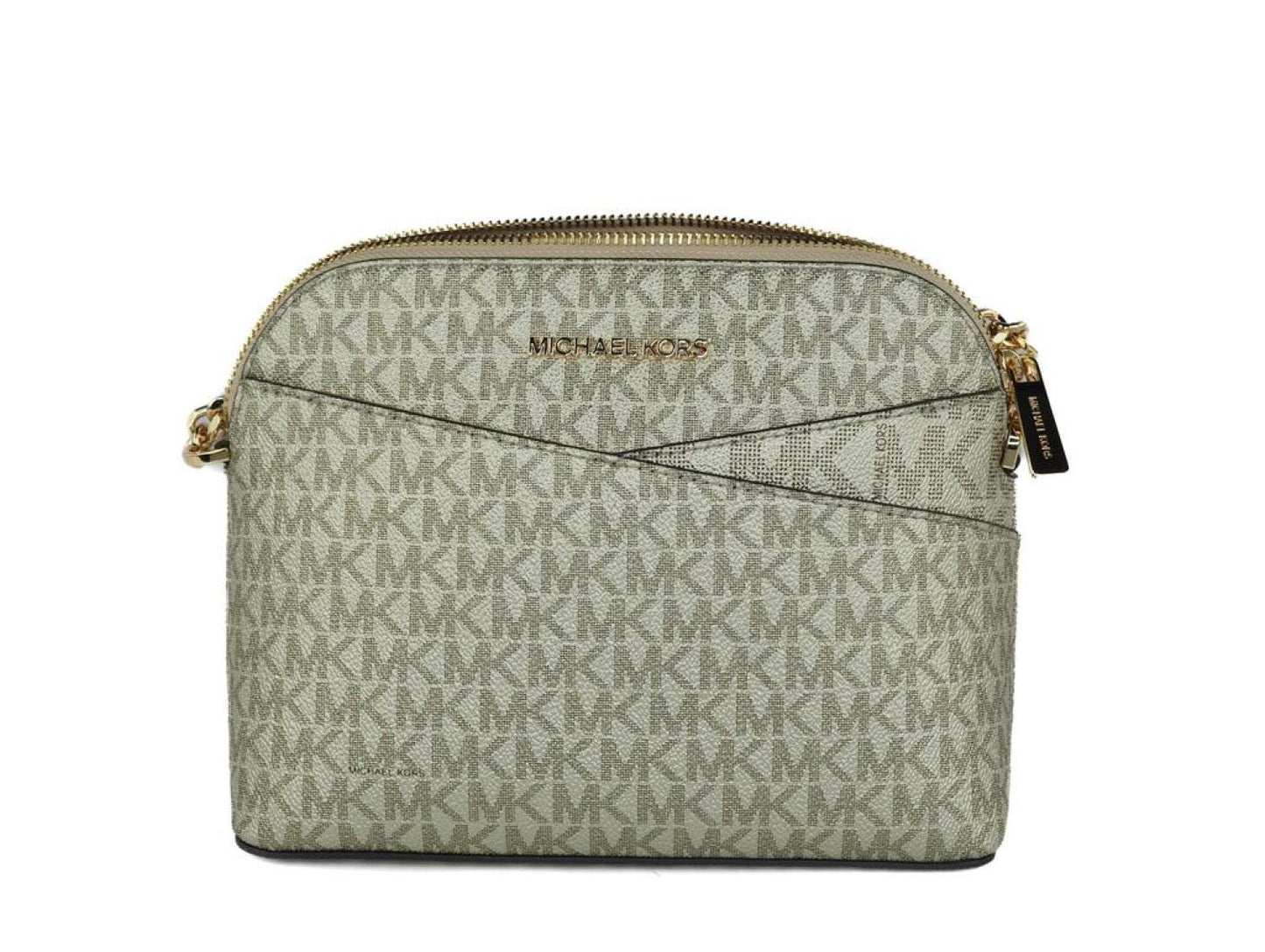 Michael Kors Jet Set Travel Medium Leather X Cross Dome Crossbody Handbag (Pale Women's Signature/)