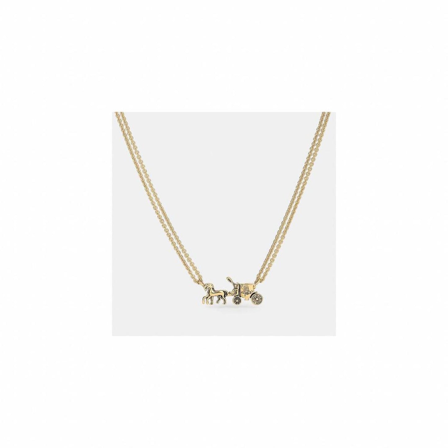 Coach Outlet Horse And Carriage Double Chain Necklace