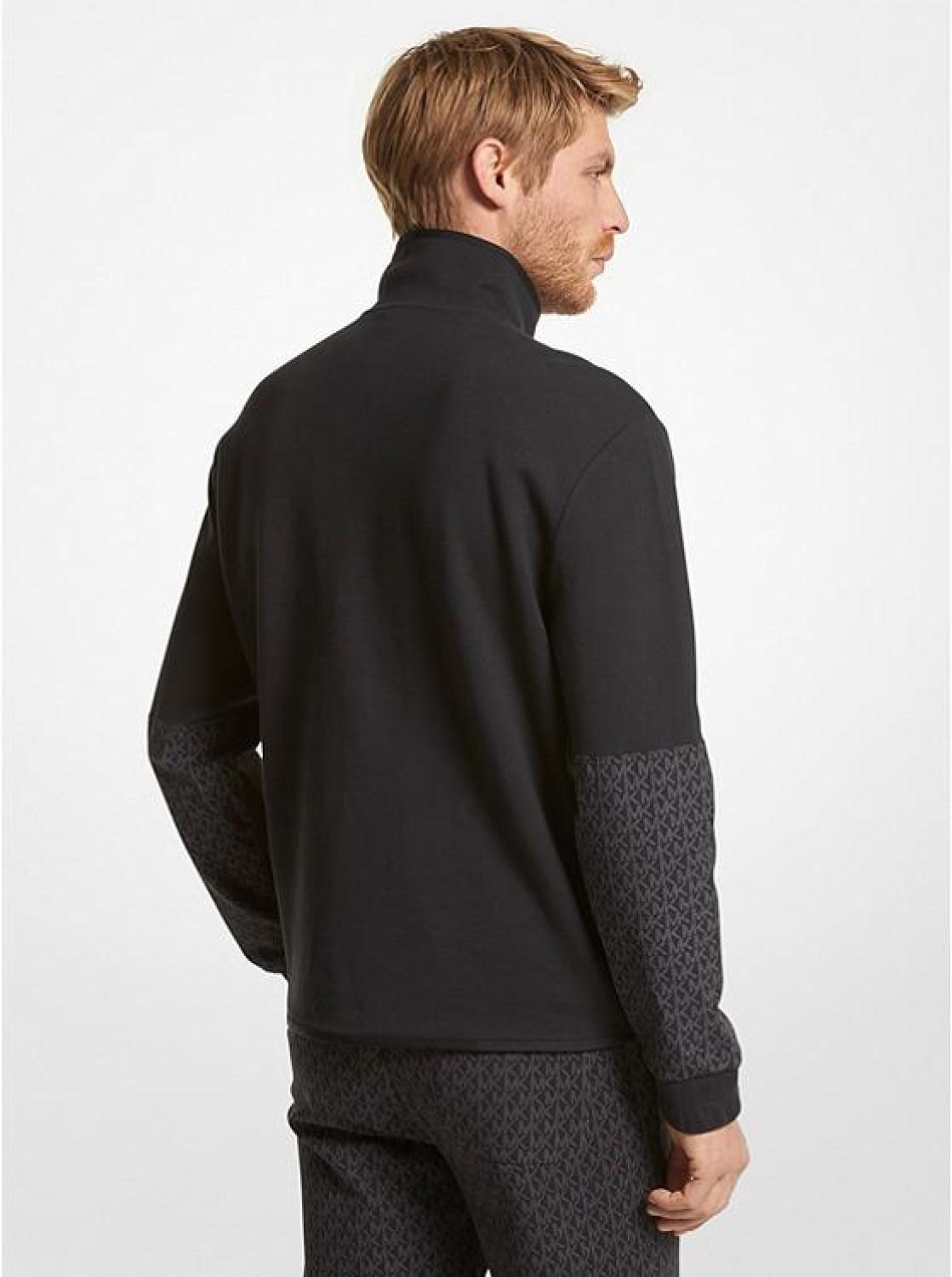 Logo Trim Cotton Blend Half-Zip Sweatshirt
