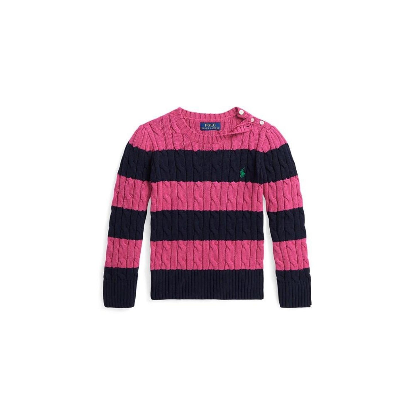 Toddler and Little Girls Striped Cable-Knit Cotton Sweater