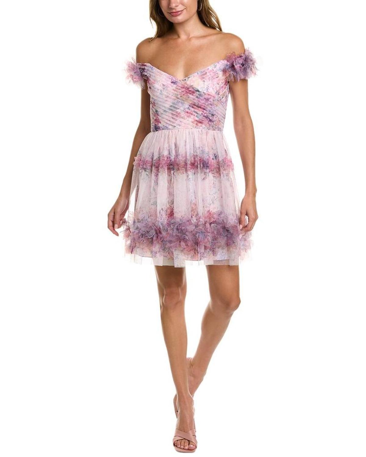 Marchesa notte purple lace dress sales