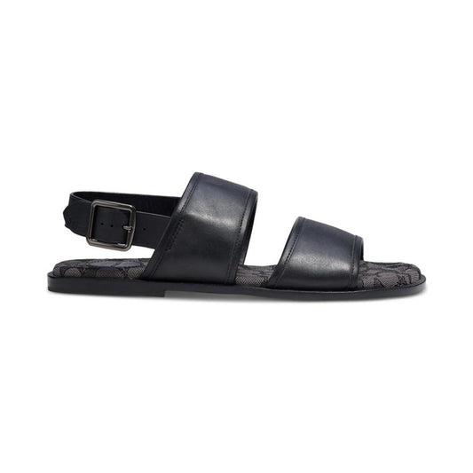 Men's Leather Two-Strap Sandal with Signature Jacquard Footbed