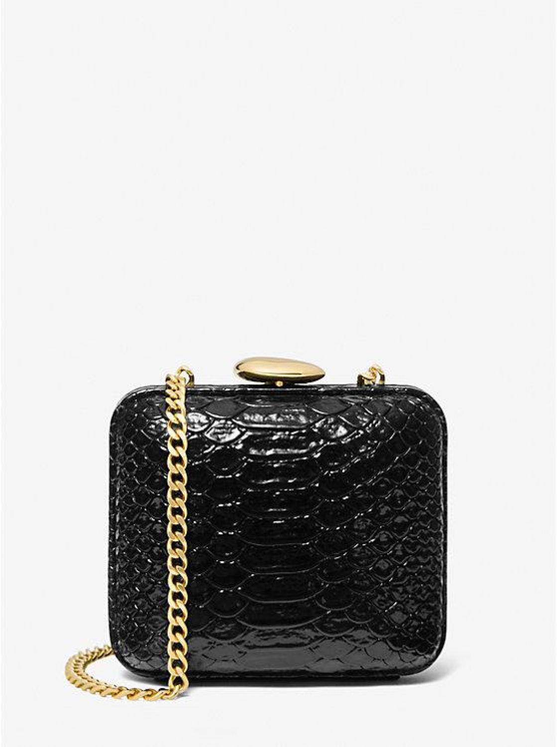 Tina Mini Python Embossed Leather Minaudière
