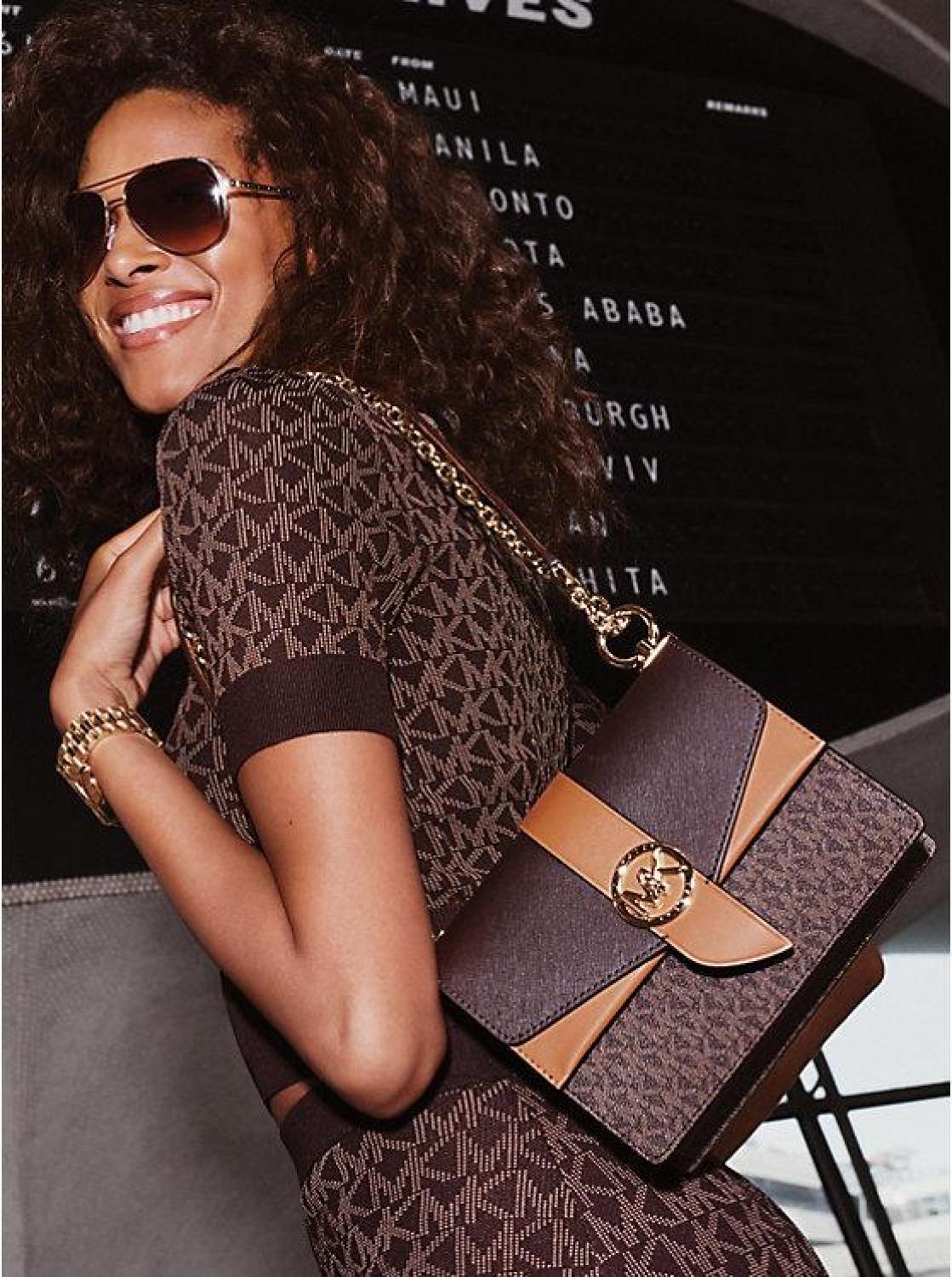 Greenwich Small Color-Block Logo and Saffiano Leather Crossbody Bag