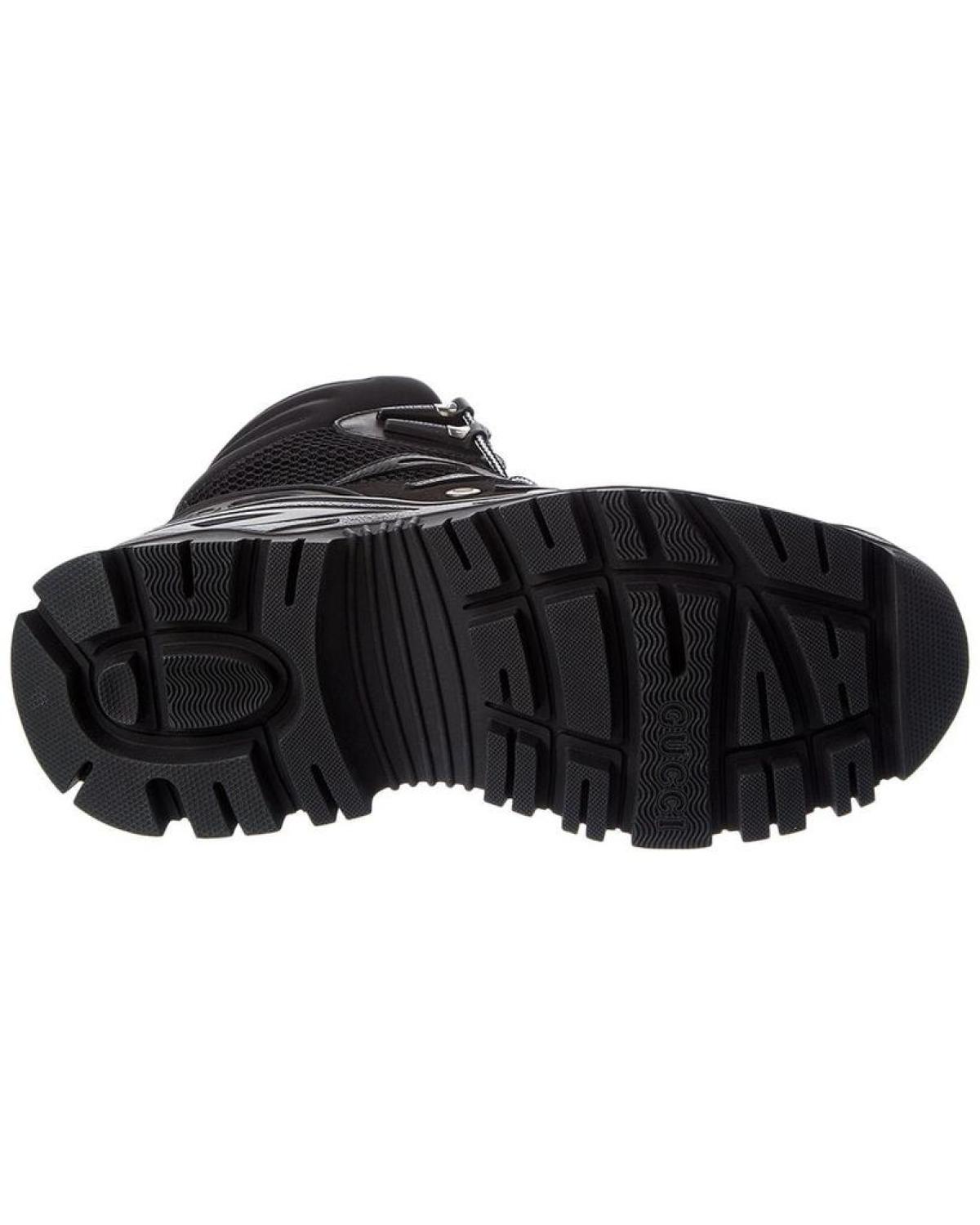 Gucci Lace-Up Leather & Mesh Boot