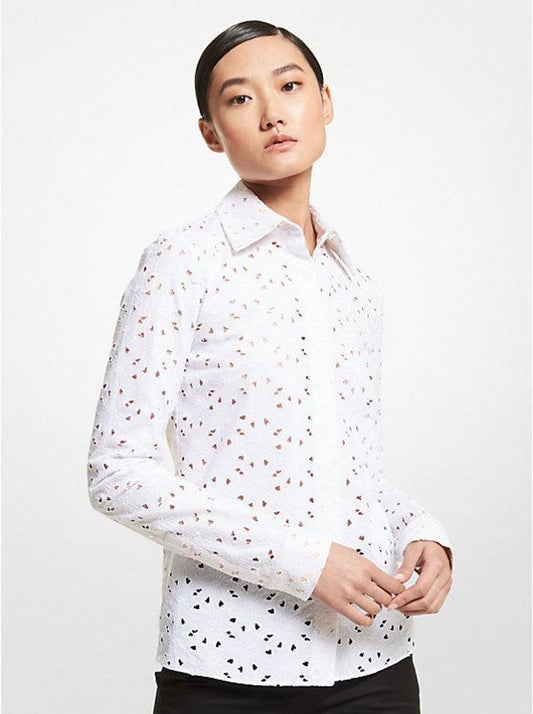 Hansen Floral Eyelet Stretch Cotton Shirt
