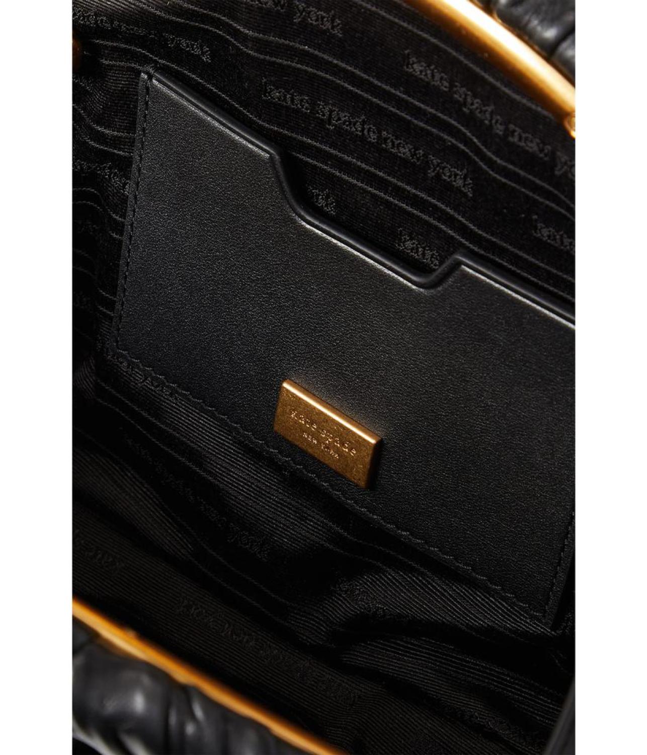 Patisserie Pleated Smooth Leather 3-D Croissant Clutch