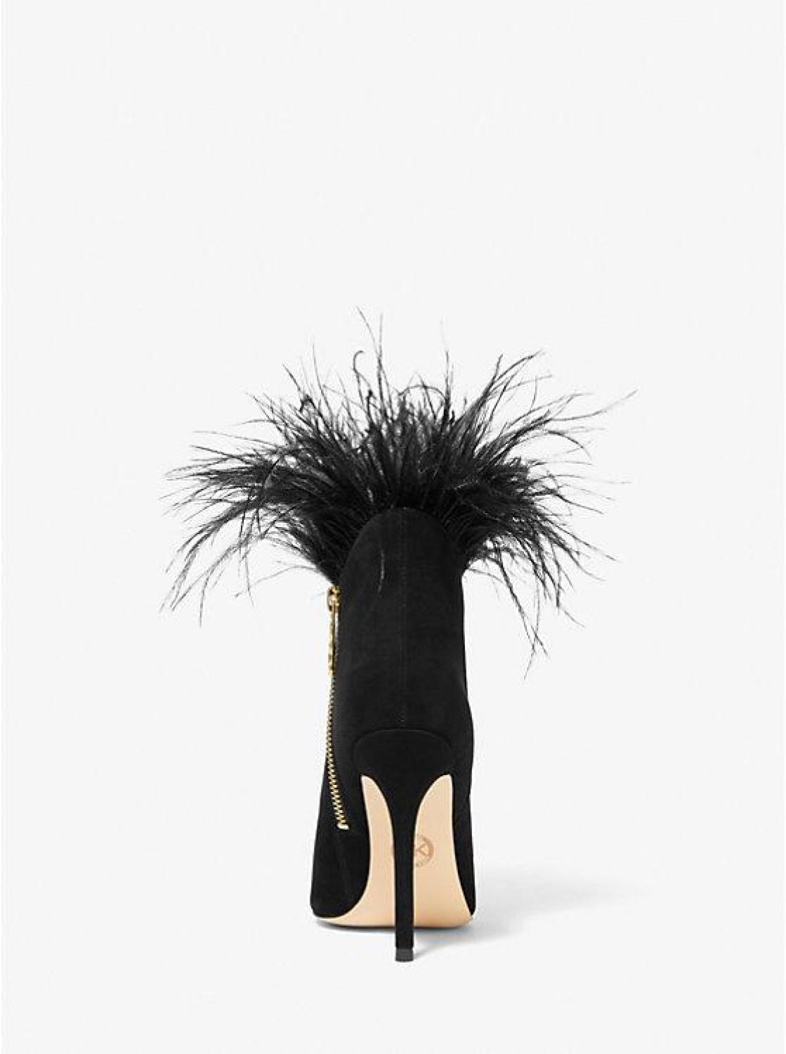 Whitby Feather Trim Suede Ankle Boot
