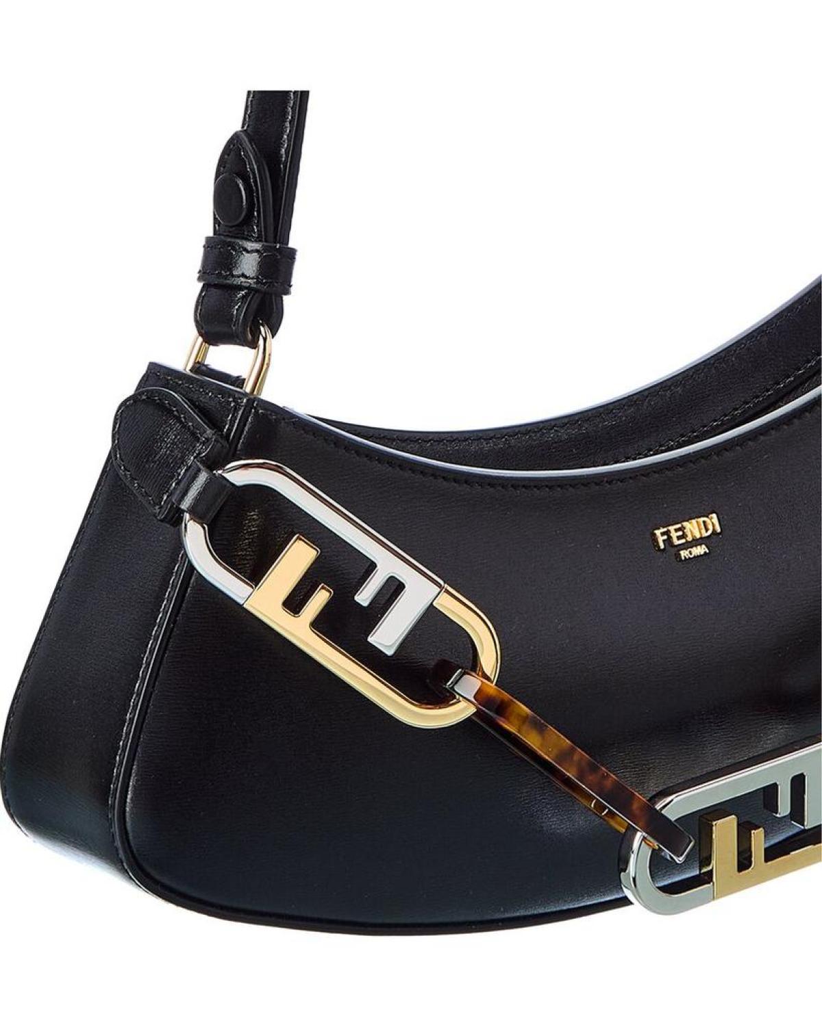 FENDI O'Lock Swing Leather Shoulder Bag