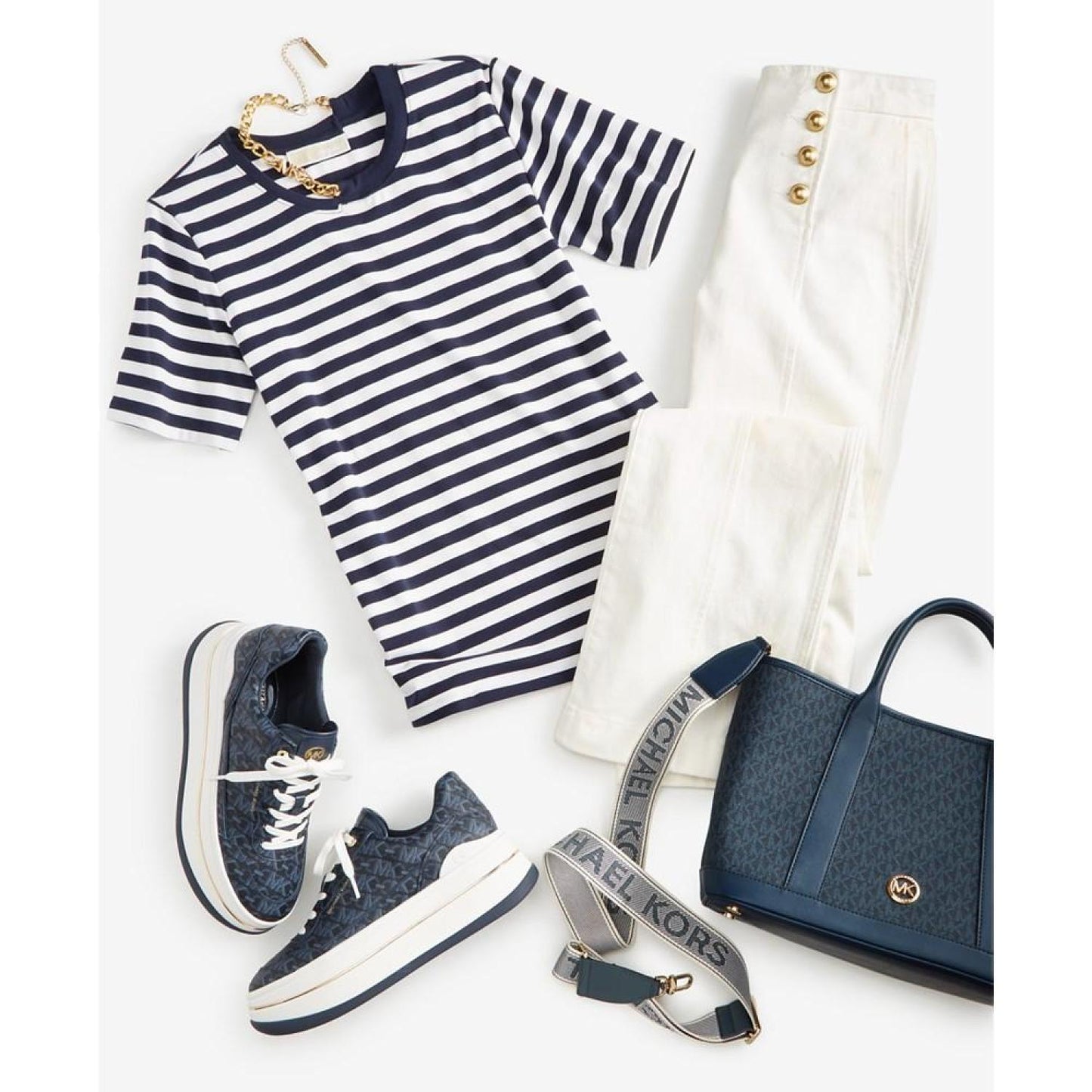 Women's Striped Chain-Neck T-Shirt, Regular & Petite