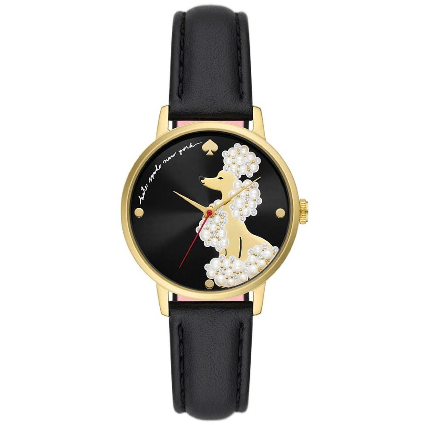 Women's Metro Quartz Three Hand Black Leather Watch 34mm