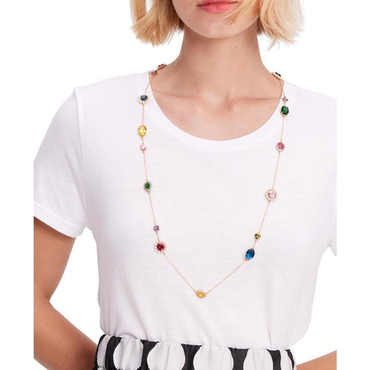 Gold-Tone Multicolor Crystal Scatter 31" Statement Necklace