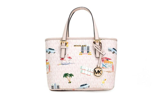 Michael Kors Jet Set Beach Powder Blush PVC XS Carryall Top Zip Tote Women's Handbag