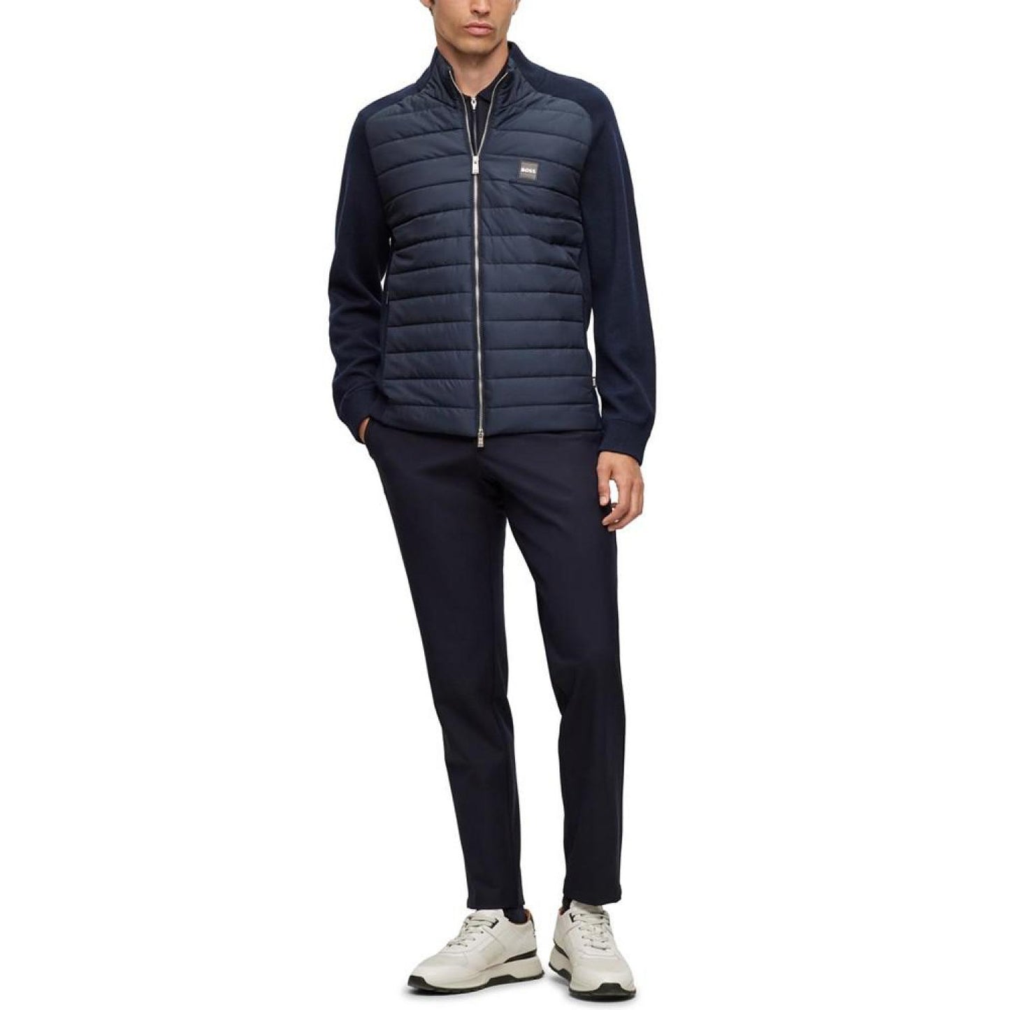 Men's Mixed-Material Knitted Jacket