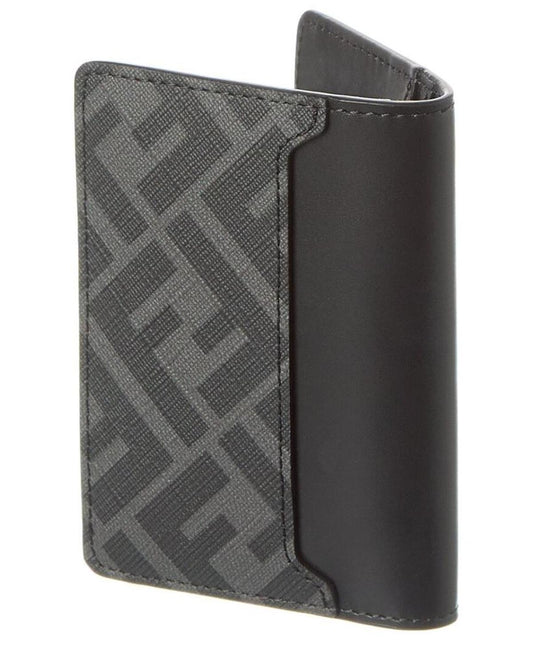 FENDI FF Squared Leather Card Holder