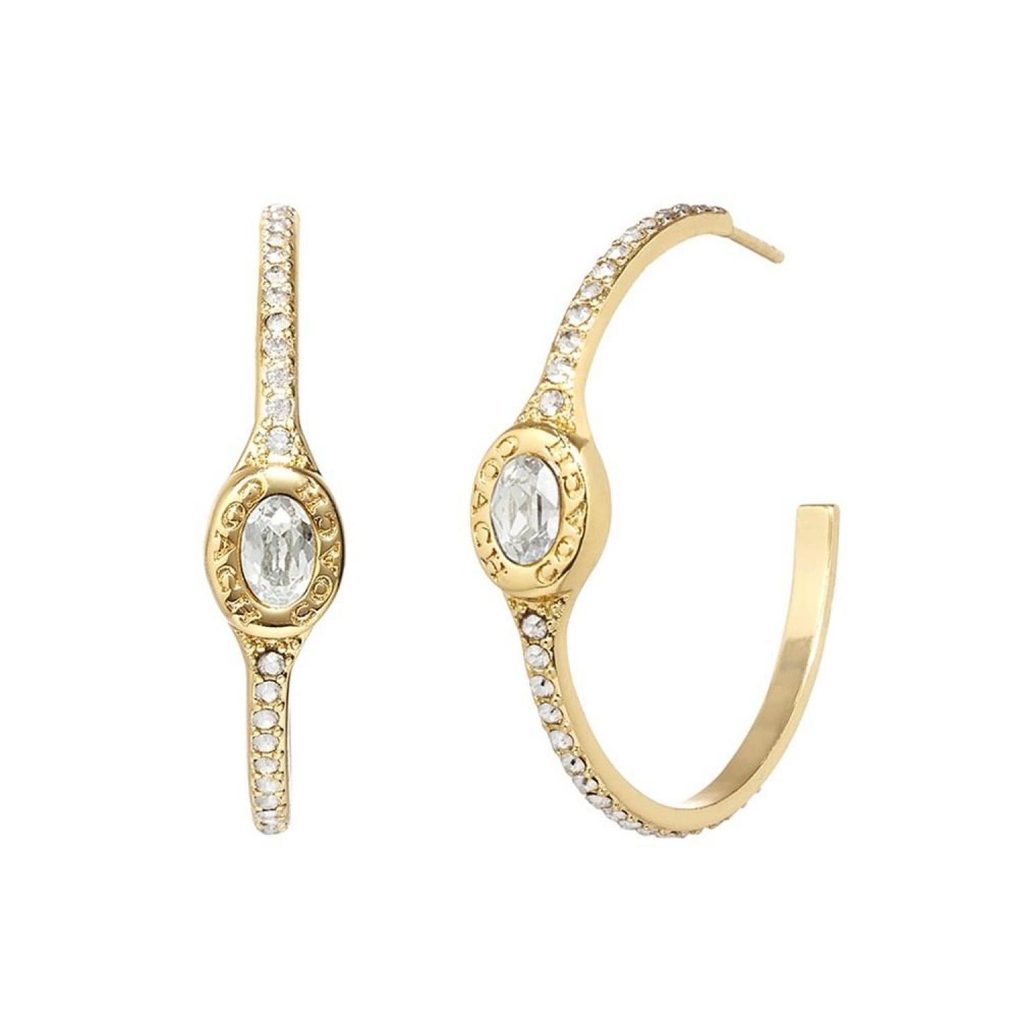 Signature Crystal Stone Pave Hoop Earrings