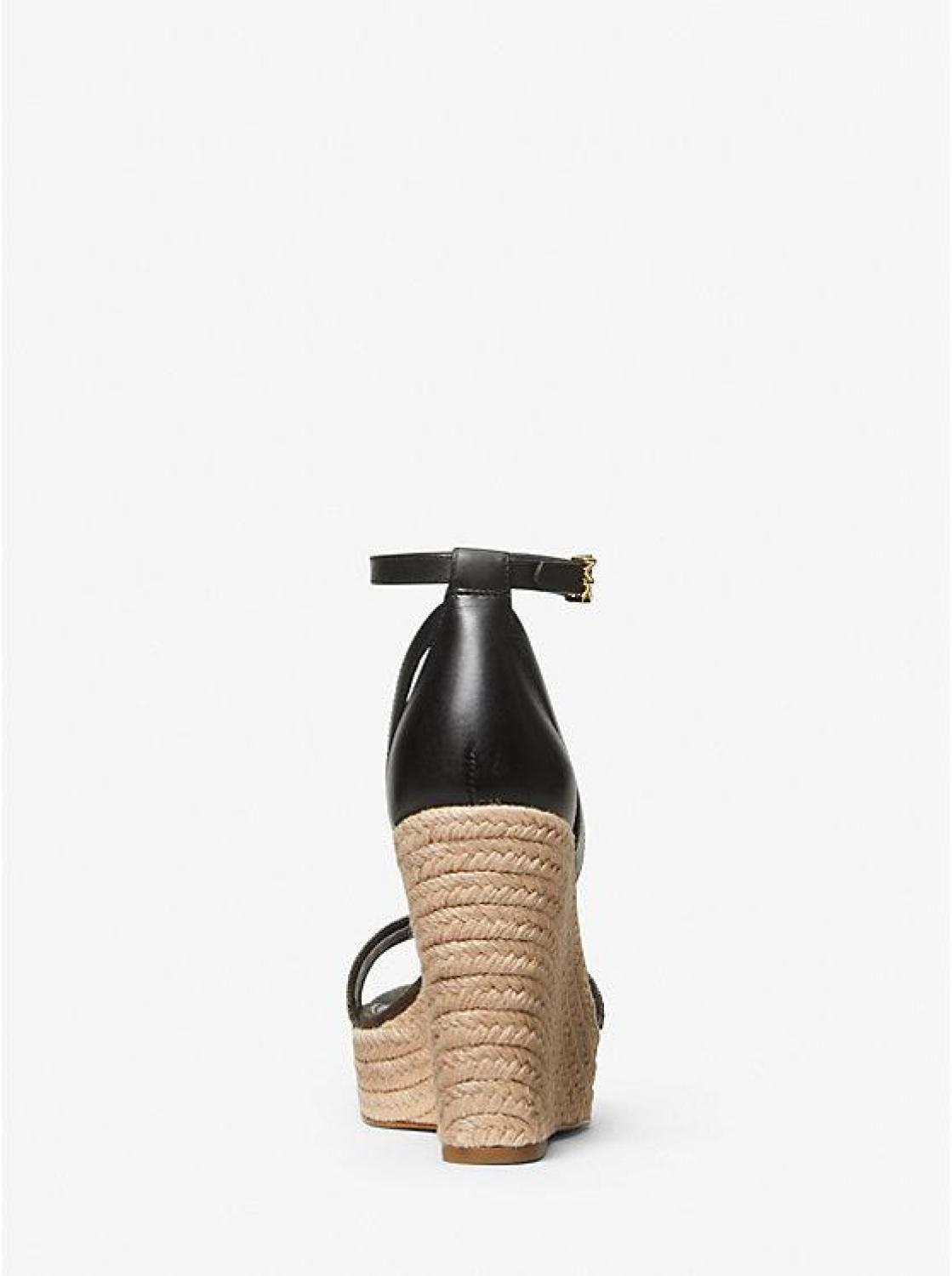 Kimberly Logo and Leather Wedge Sandal