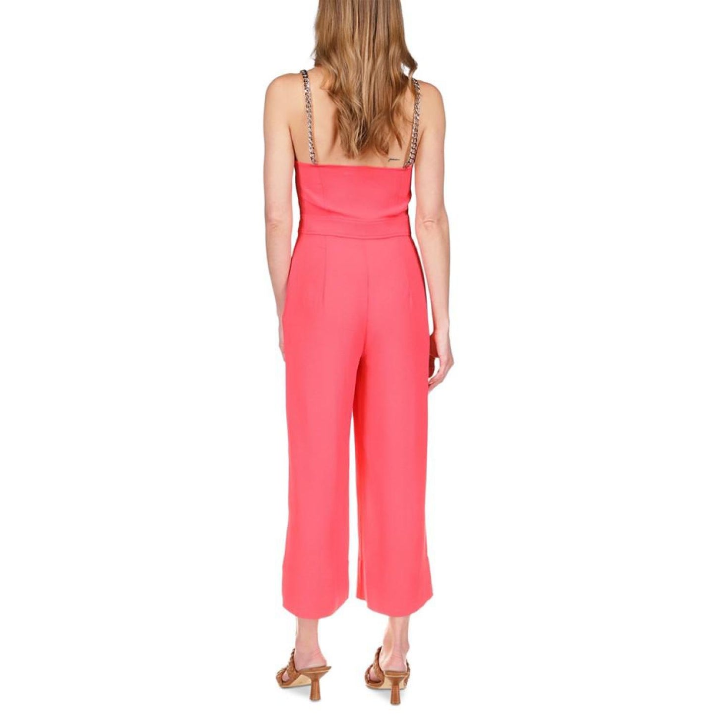 Women's Sleeveless Solid Crepe Self-Tie Jumpsuit