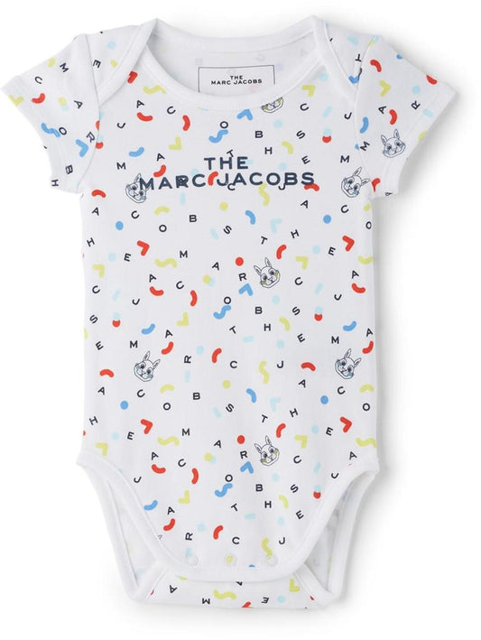 Baby White Bunny Logo Bodysuit & Beanie Set