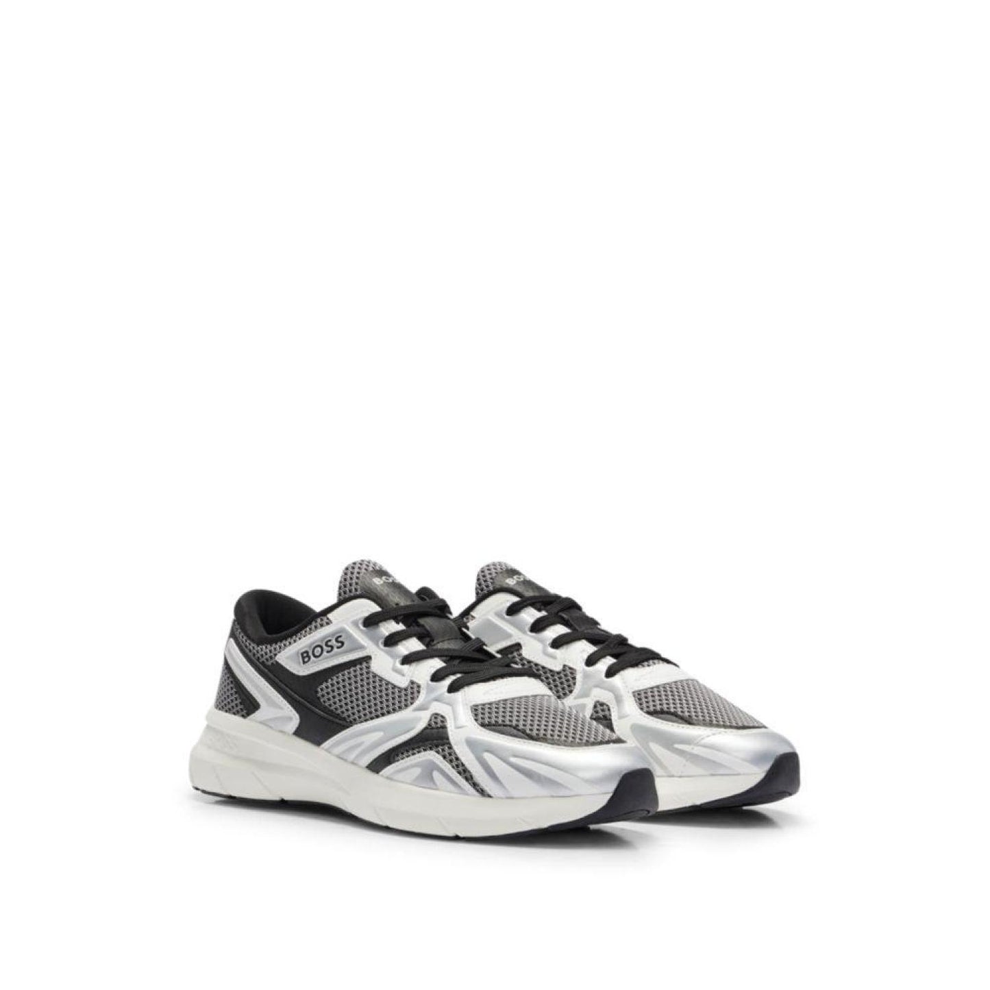Mixed-material sneakers with mesh and synthetic coated fabric