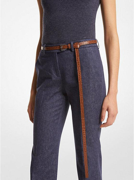 Joni Crocodile Embossed Leather Trouser Belt