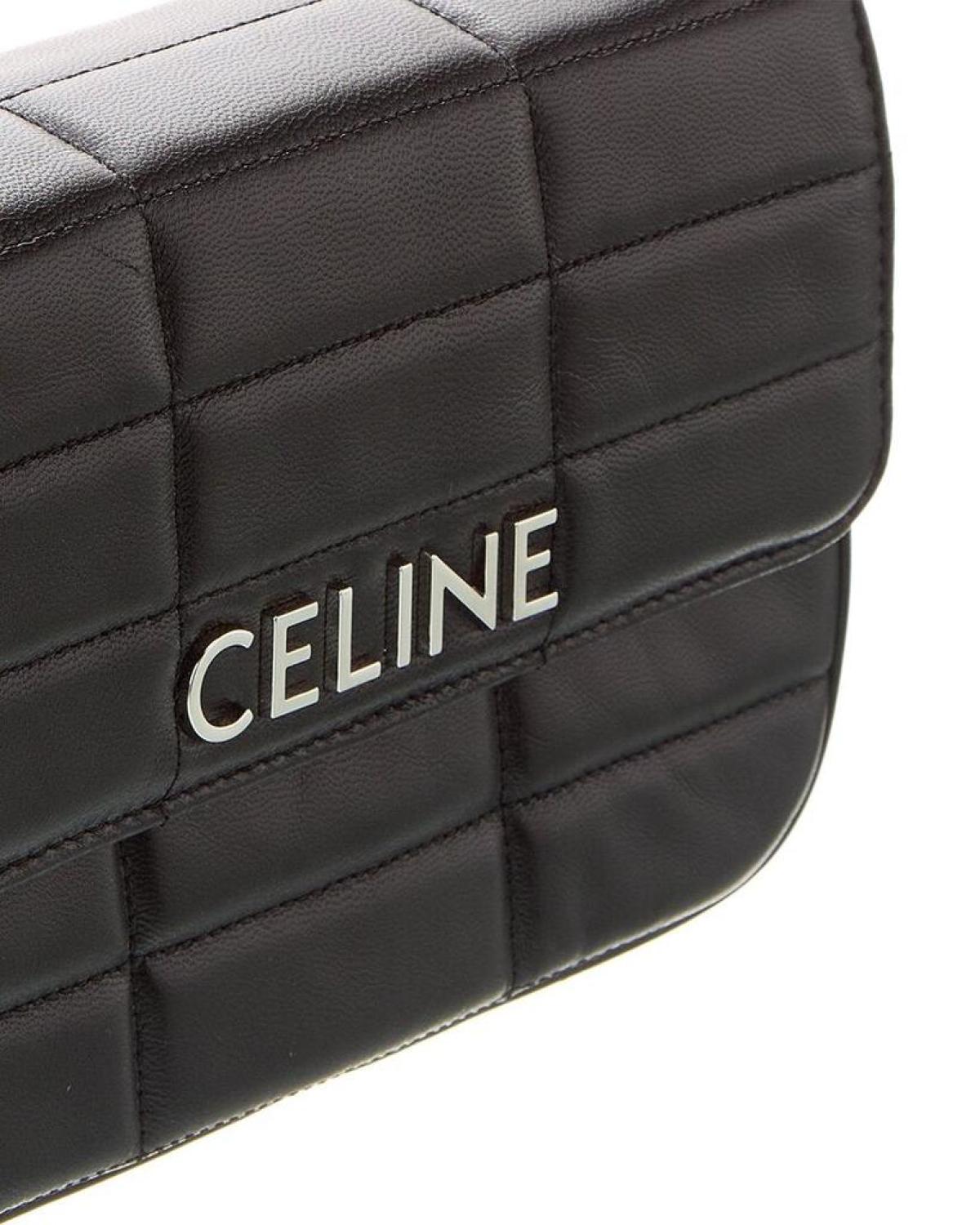 CELINE Monochrome Quilted Leather Shoulder Bag