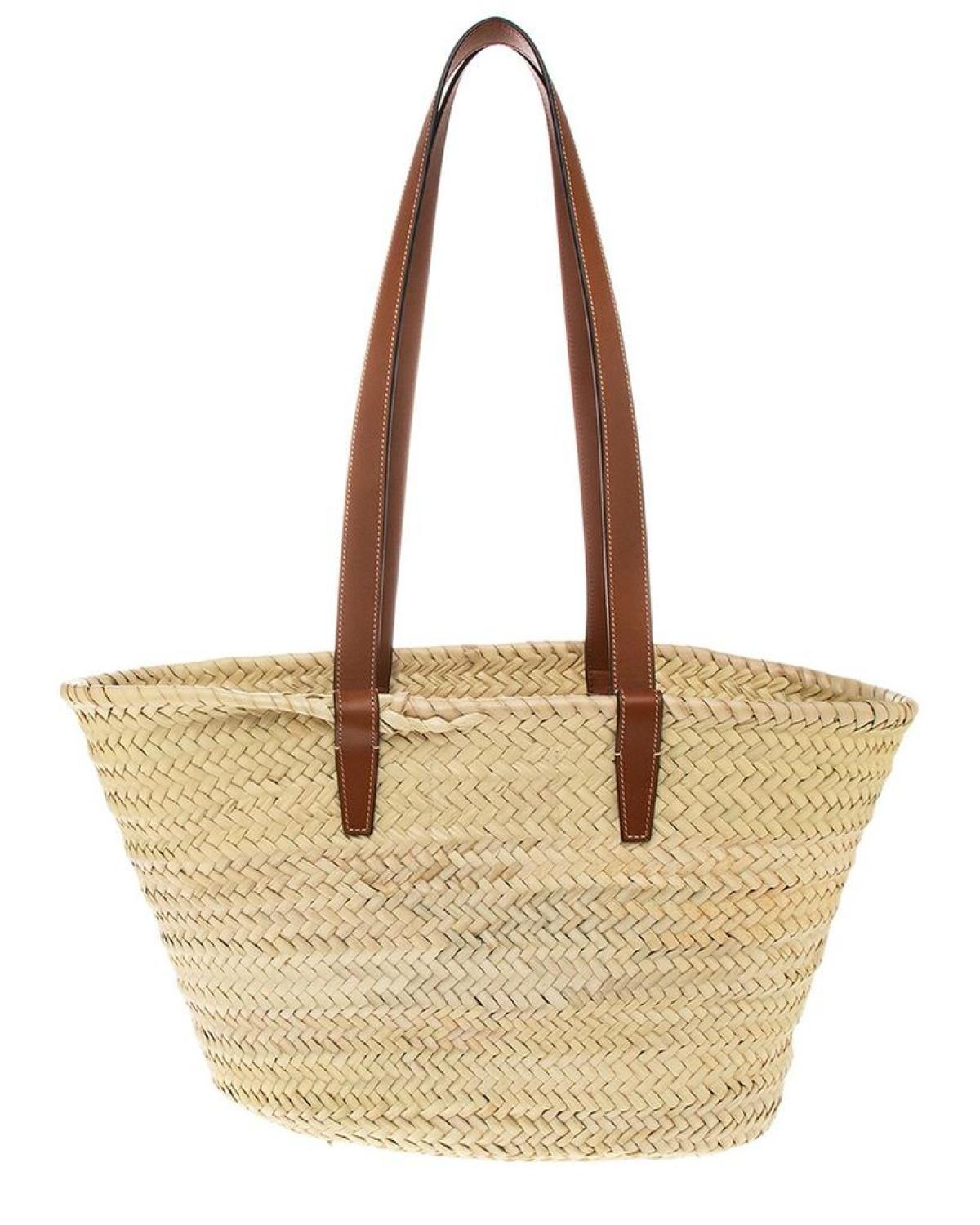 CELINE Triomphe Palm Leaves & Leather Tote