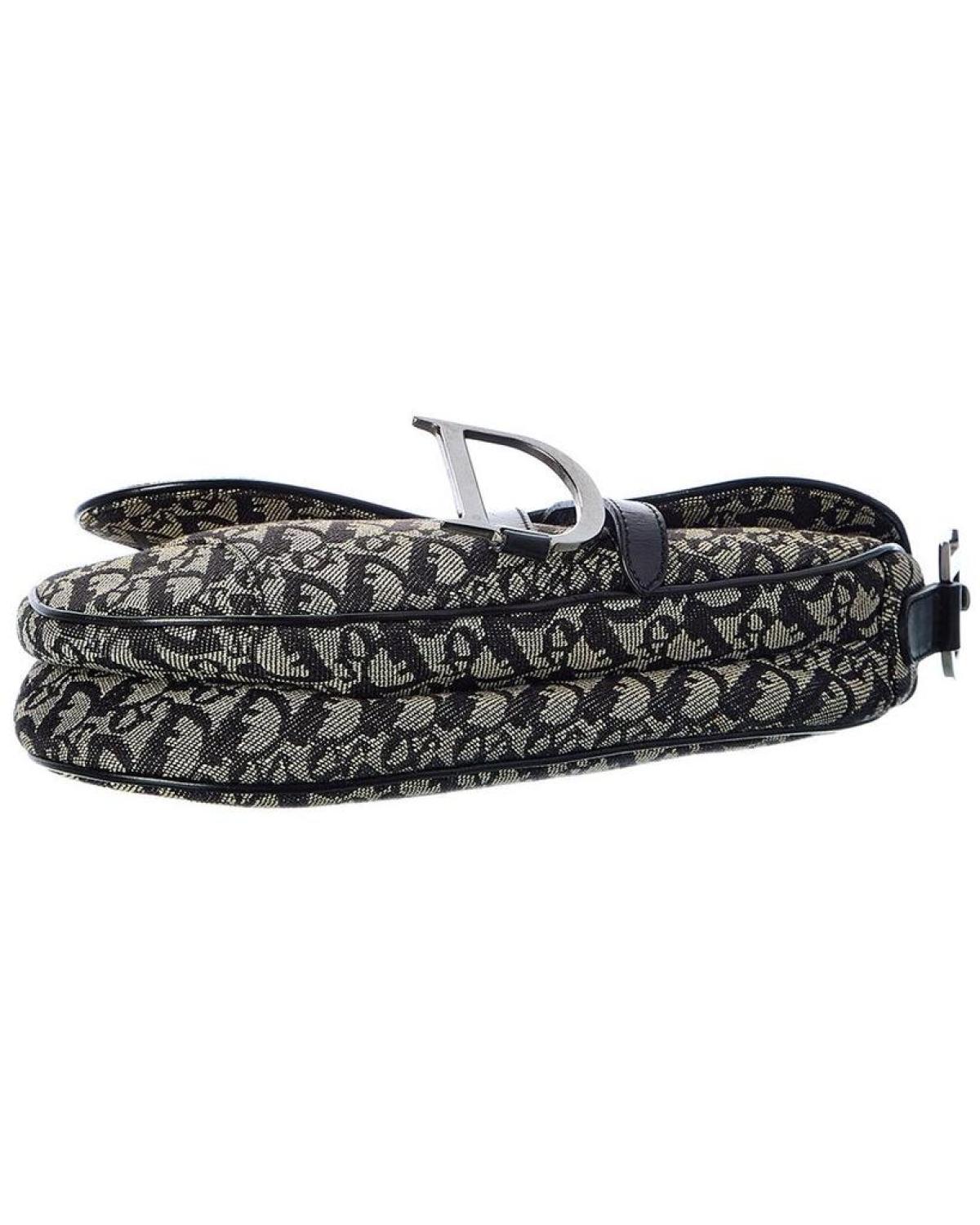 Dior Black Canvas Oblique Saddle Bag (Authentic Pre-Owned)