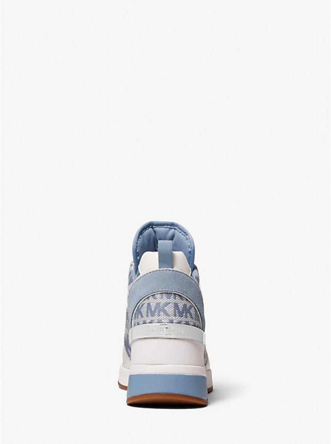 Georgie Leather and Logo Jacquard Trainer