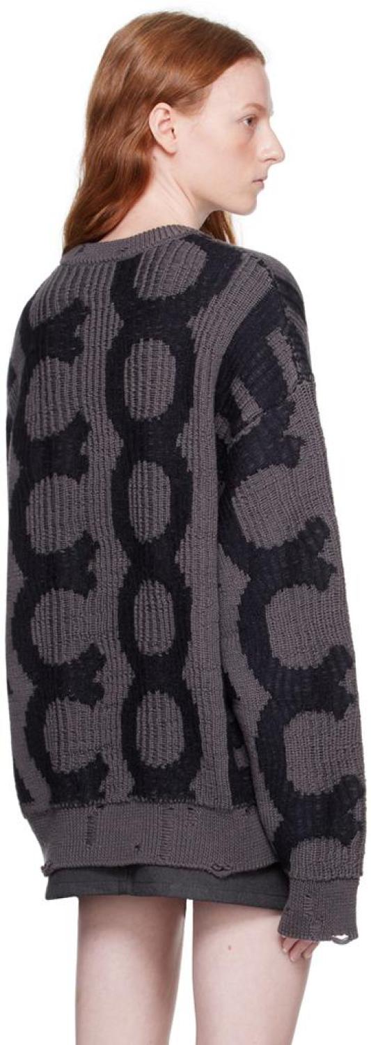 Gray 'The Monogram Distressed' Sweater