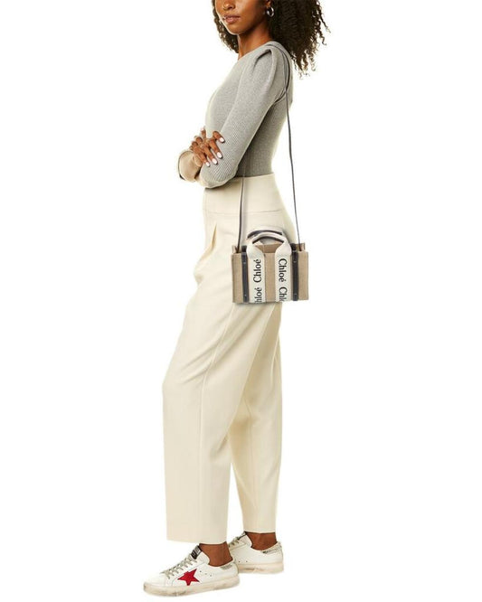 Chloé Woody Mini Canvas & Leather Tote