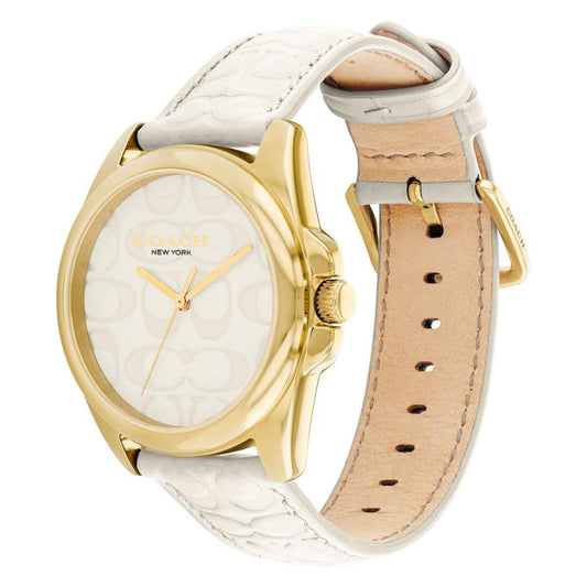 Women's Greyson Signature Embossed Chalk Leather Watch 36mm