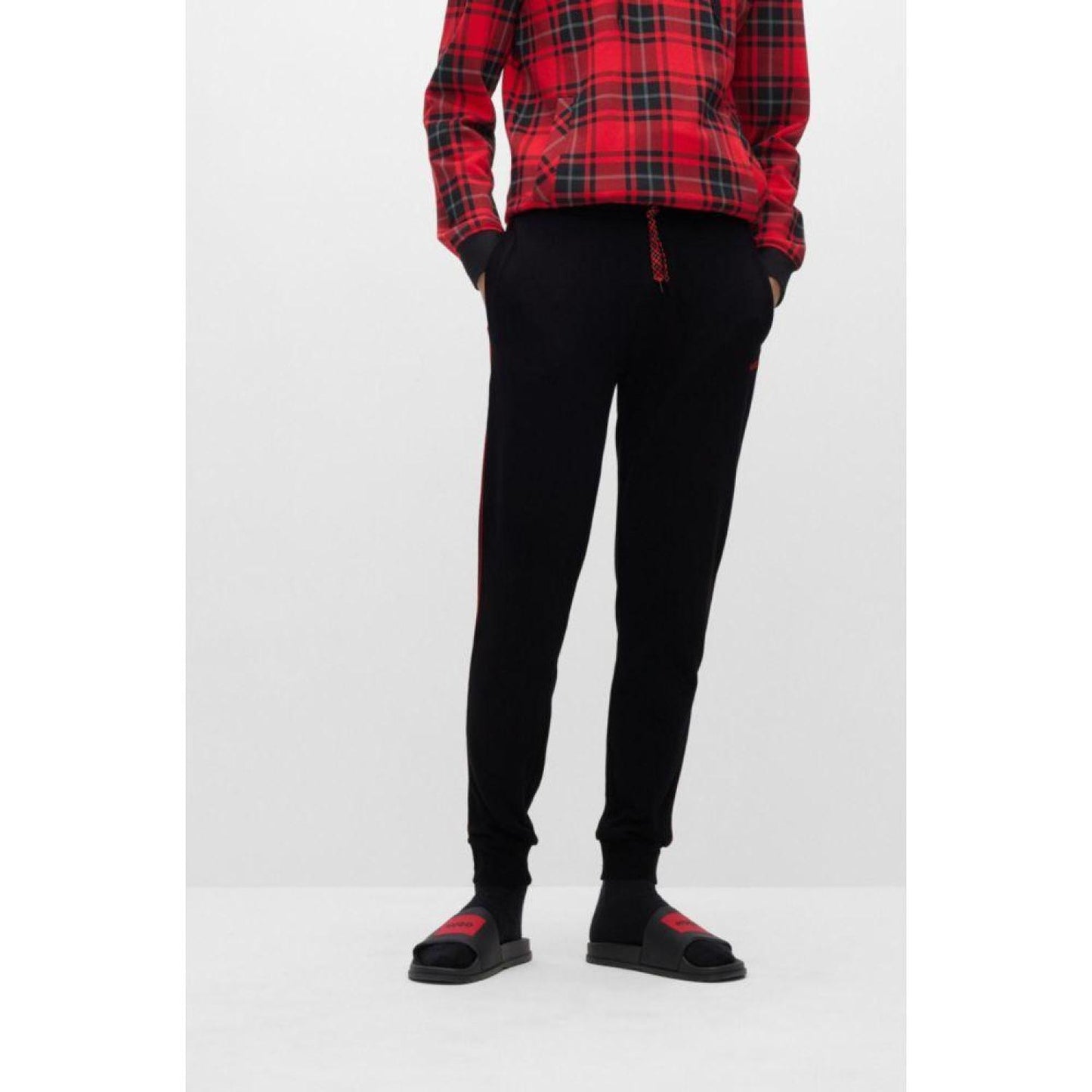 Cotton-terry loungewear tracksuit bottoms with contrast logo