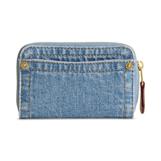 Small Denim Zip-Around Wallet