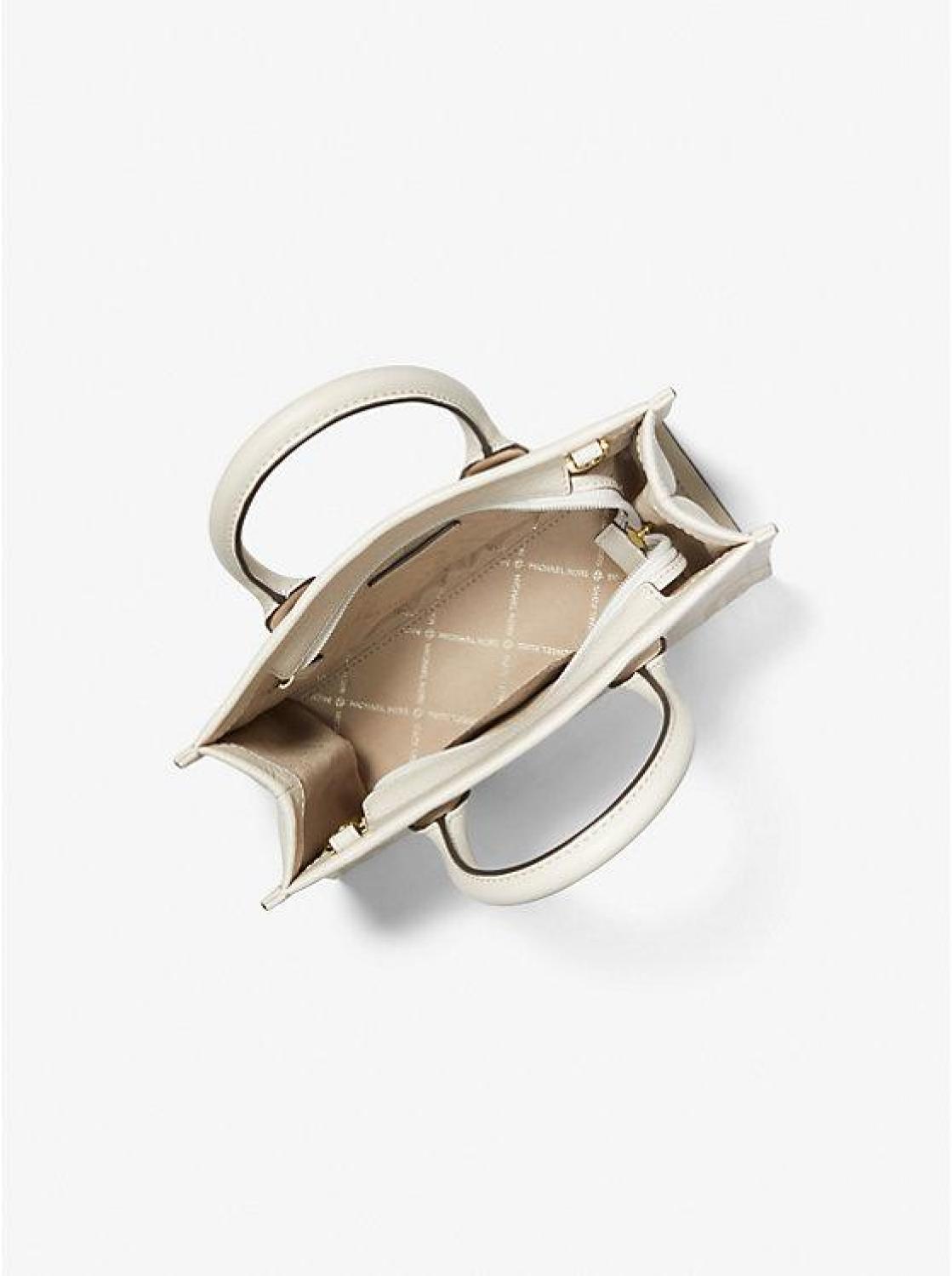 Mirella Small Logo Embossed Pebbled Leather Crossbody Bag