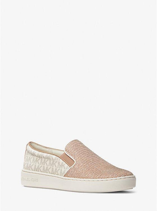 Keaton Two-Tone Logo and Glitter Chain-Mesh Slip-On Sneaker