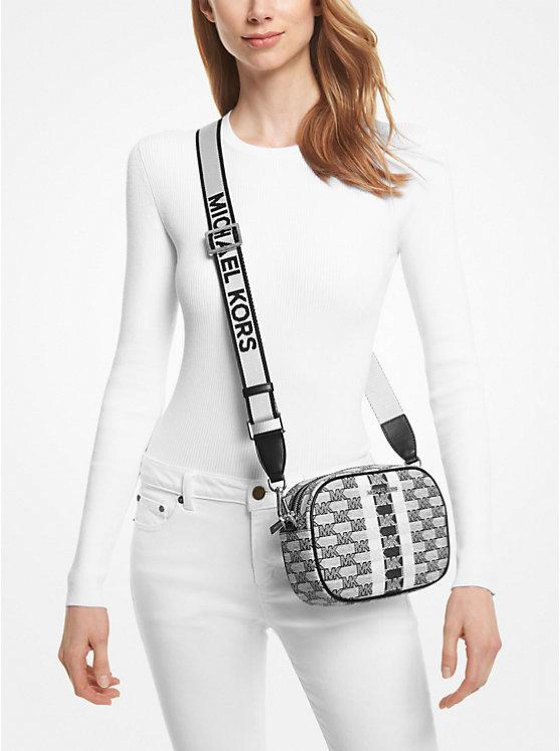 Jet Set Travel Medium Logo Stripe Crossbody Bag