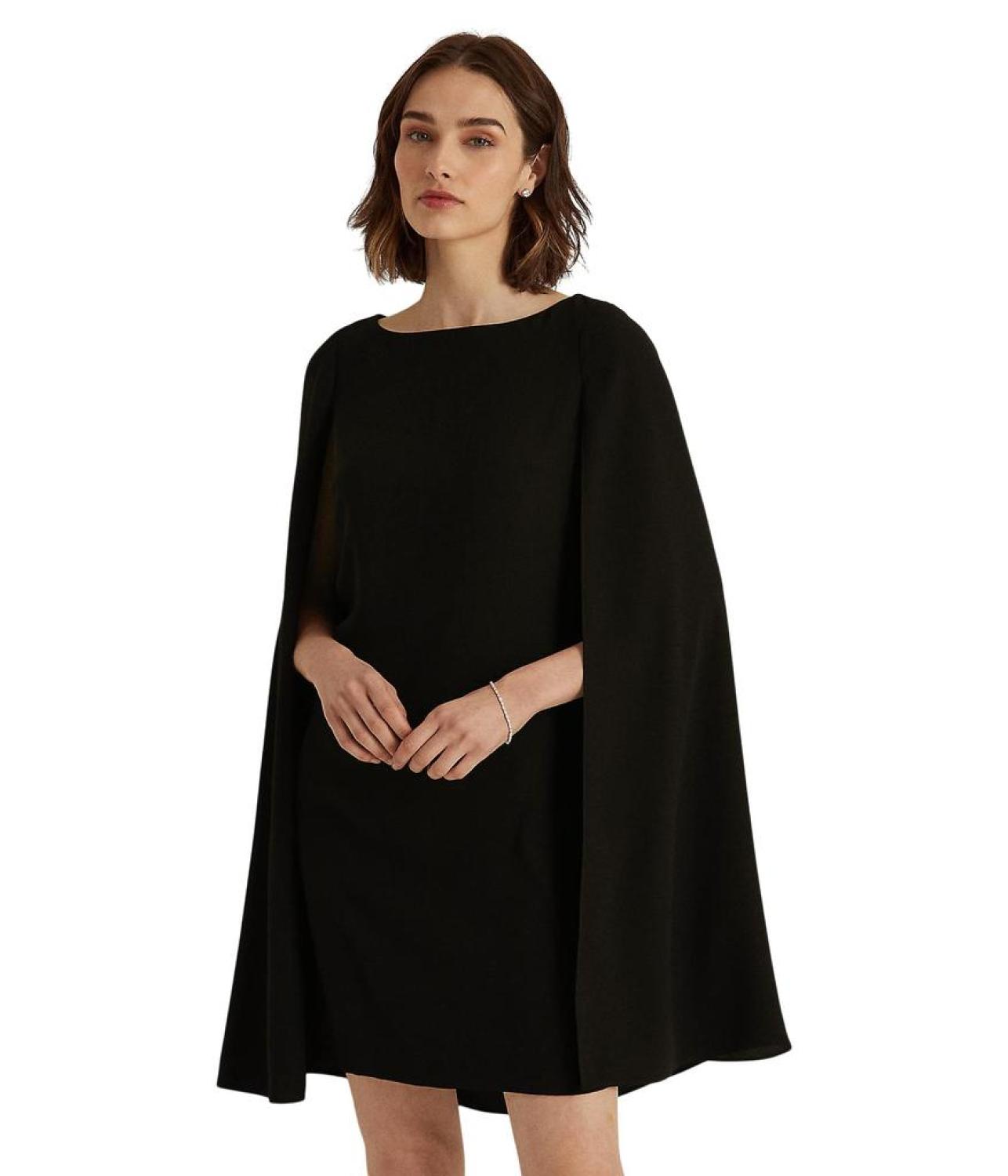 Cape Georgette Cocktail Dress