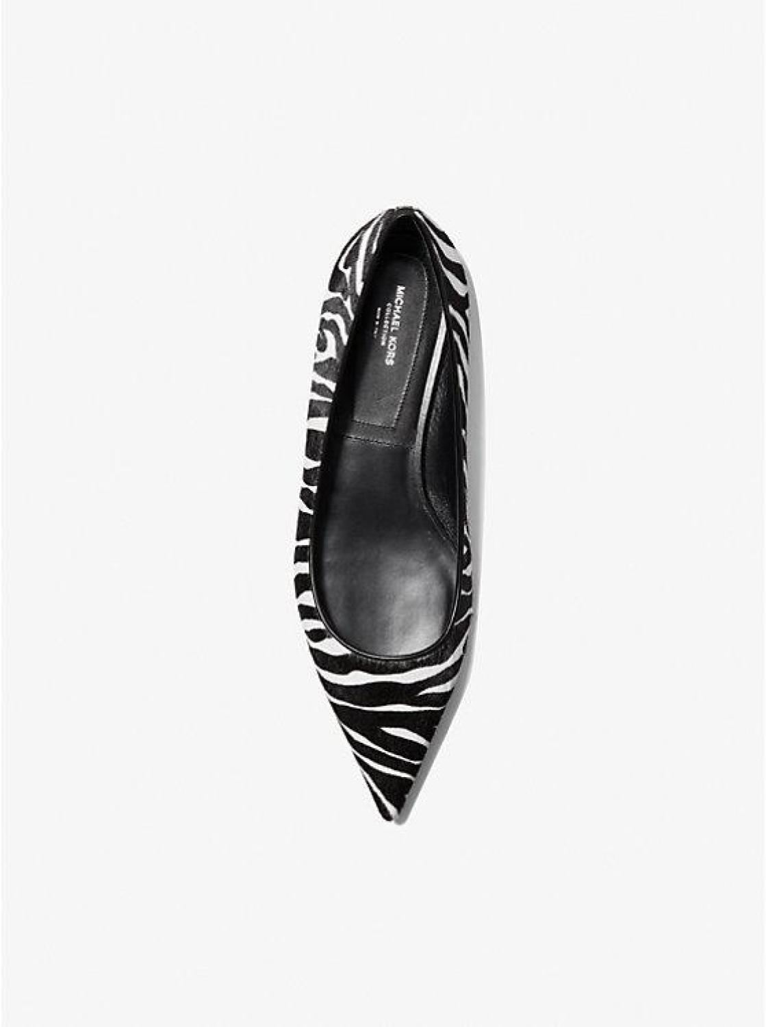 Agnes Zebra Print Calf Hair Flat