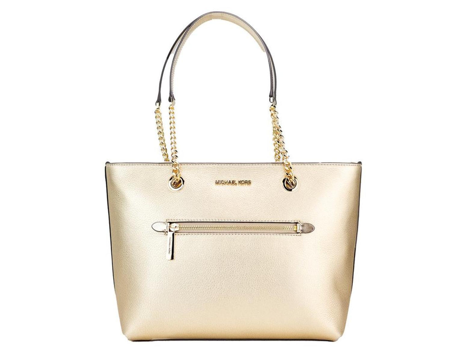 Michael Kors Jet Set Medium  Leather Front Pocket Zip Chain Tote Bag Women's Purse