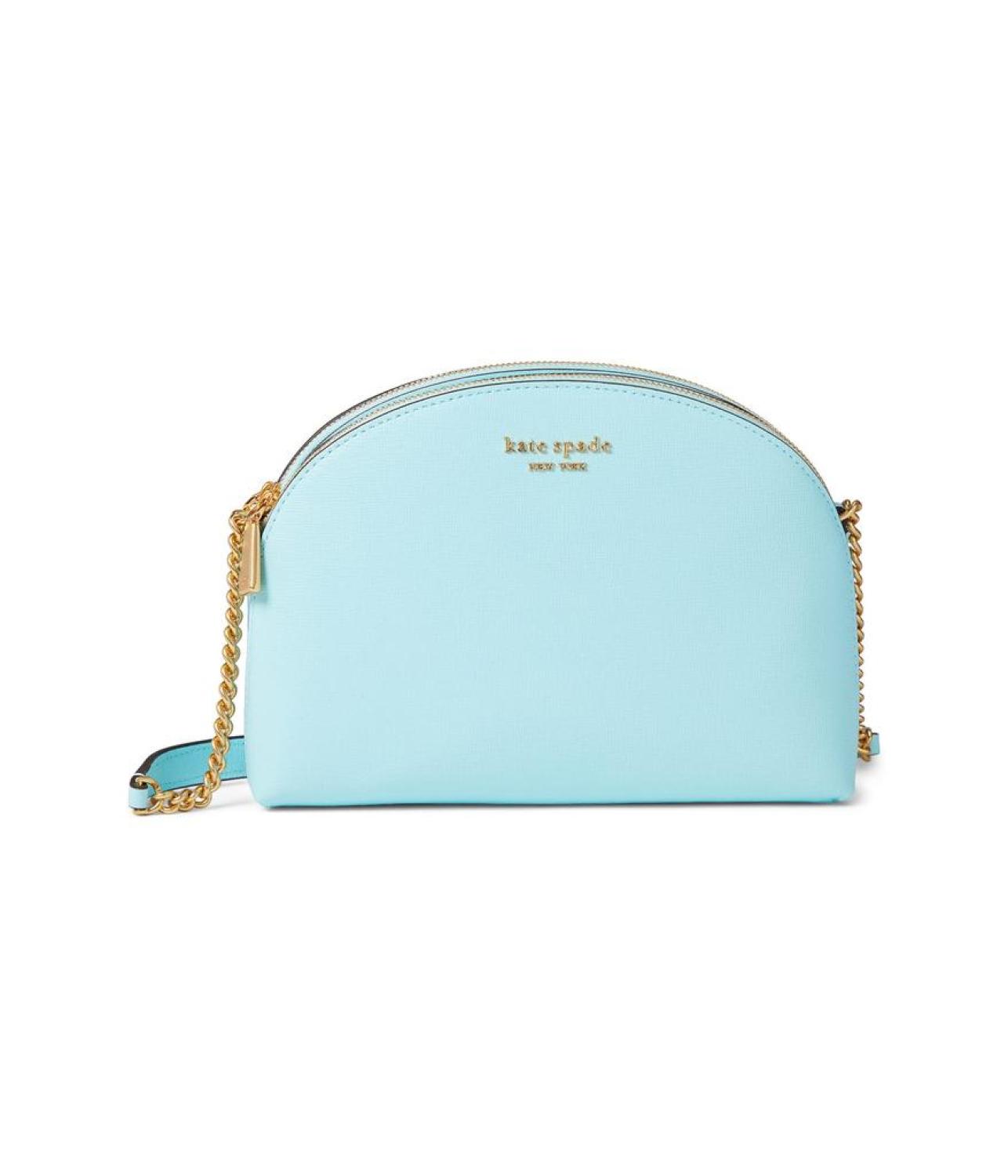 Morgan Saffiano Leather Double Zip Dome Crossbody