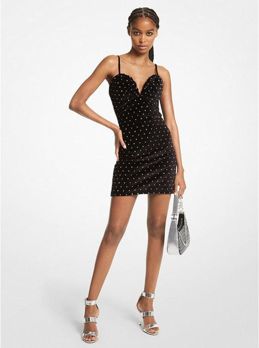 Embellished Velvet Bustier Mini Dress