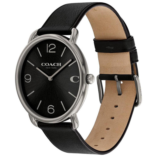Unisex Elliot Black Leather Strap Watch, 40mm