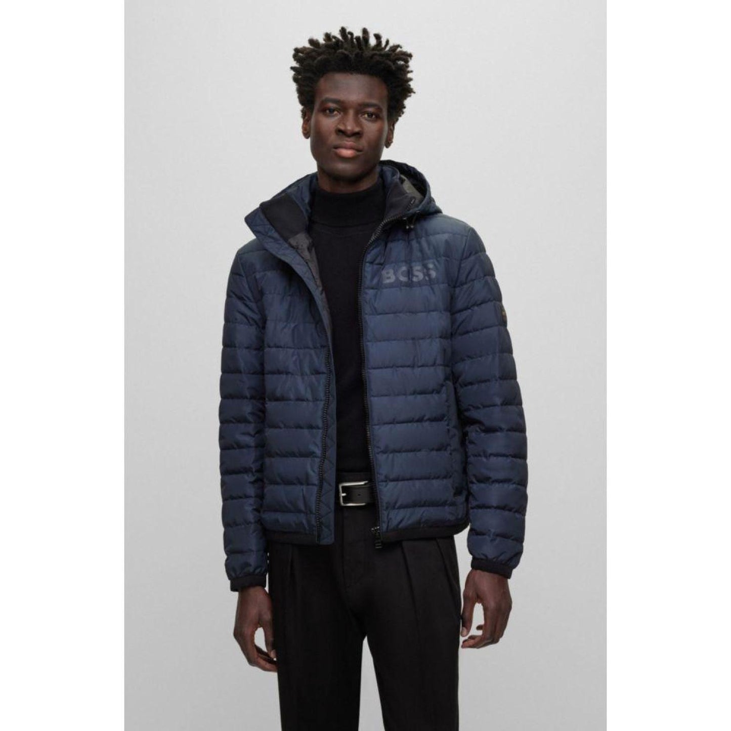Water-repellent padded jacket with tonal logo